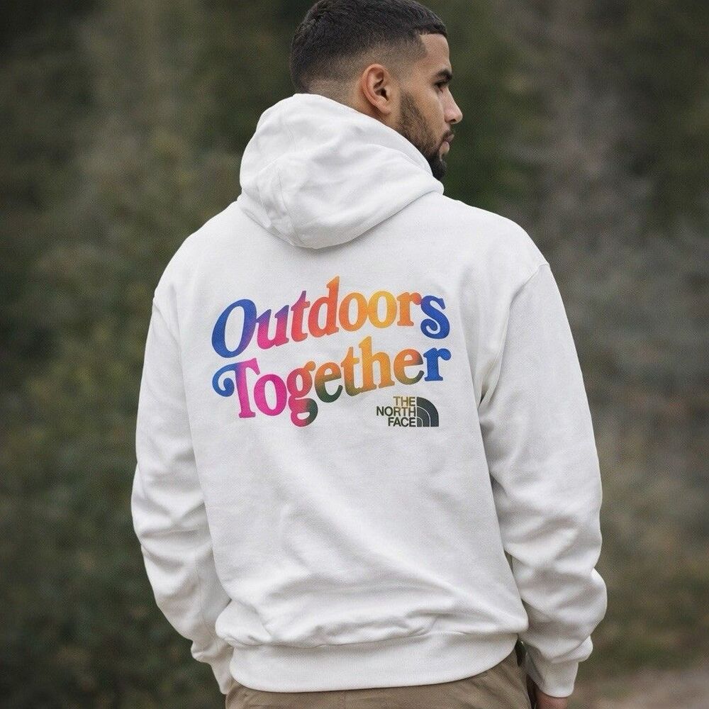 The North Face‎ White Graphic Pullover Outdoors Together Hoodie  *READ*